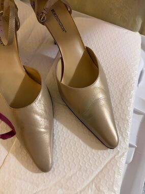 Worthington Metallic Taupe Pointed-Toe Slingback Heels